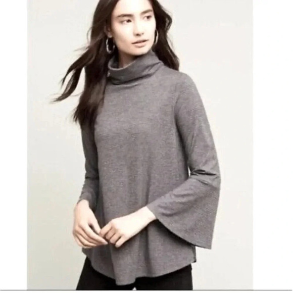 Anthropologie Postmark Liz turtleneck Gray Metallic Turtleneck bell sleeve small - Picture 1 of 10